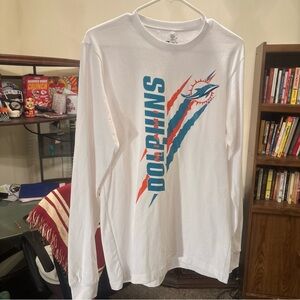 STARTER White Miami Dolphins Long Sleeve Shirt